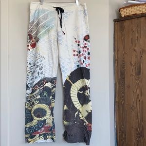 Wide leg Chinese lounge pants